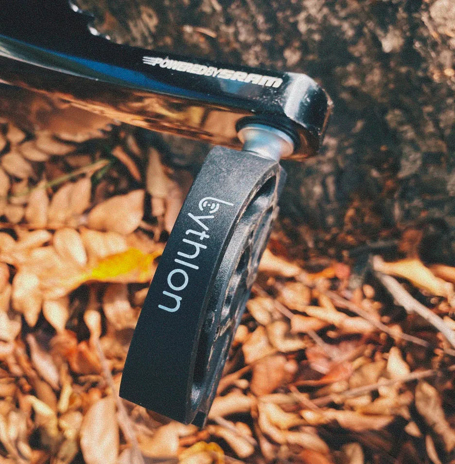 A closeup shot bythlon pedal system